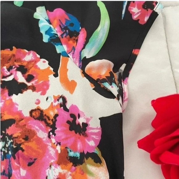 Yumi Kim Pink and Orange Floral short  Sleeve Sheath Dress - Picture 8 of 8